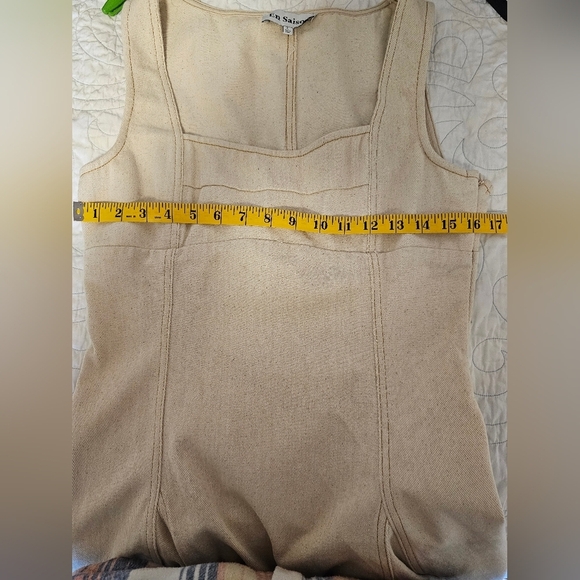 En Saison Ivory Cotton Square Neck Dress Women's Size Large NWOT - Picture 2 of 8